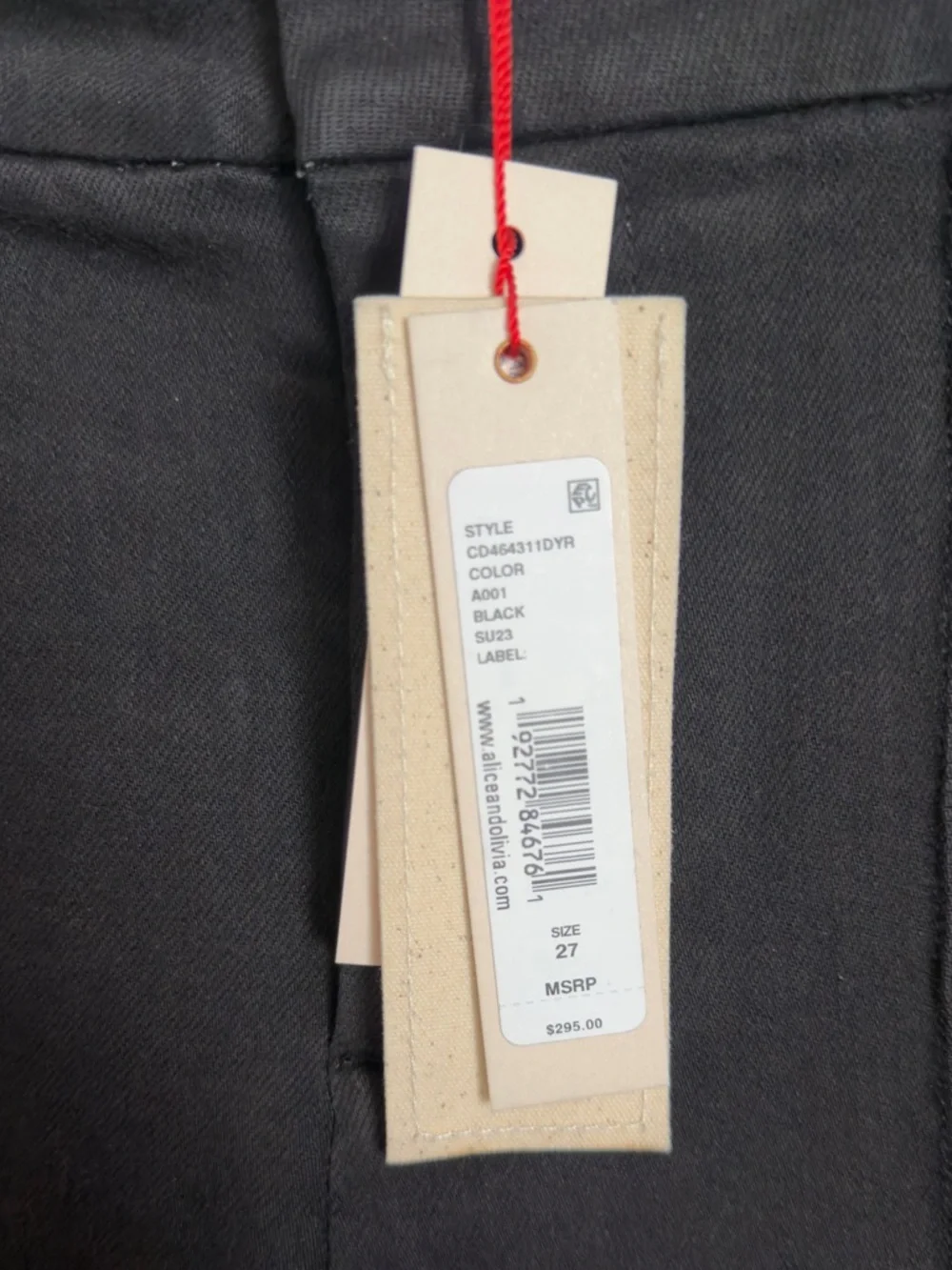 Alice + Olivia Jane High Rise Trouser Jeans Black Flare Size 27 - Picture 6 of 8